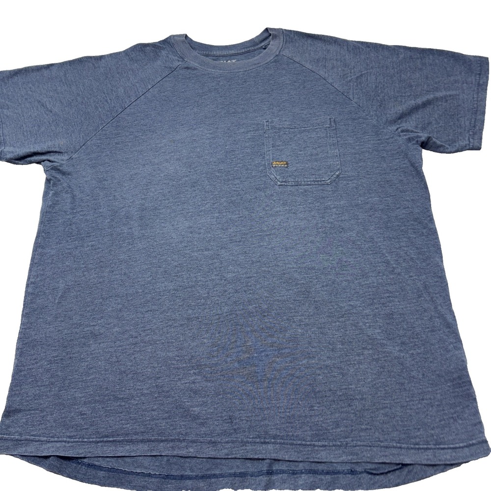 Ariat Rebar Mens 2 Blue Graphic Pocket T Shirt Workwear Cotton BlendShort Sleeve